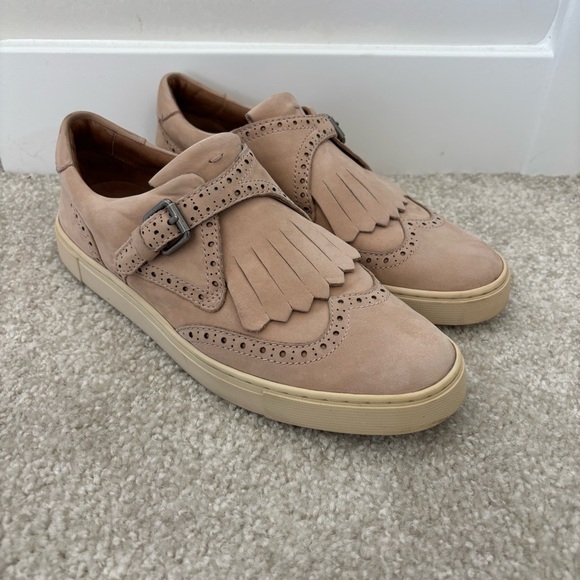 Frye Shoes - Women’s FRYE Gemma Suede Kiltie Tan Monkstrap Wingtip Oxfords